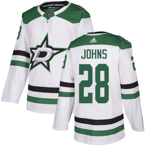 Adidas Dallas Stars 28 Stephen Johns White Road Authentic Youth Stitched NHL Jersey